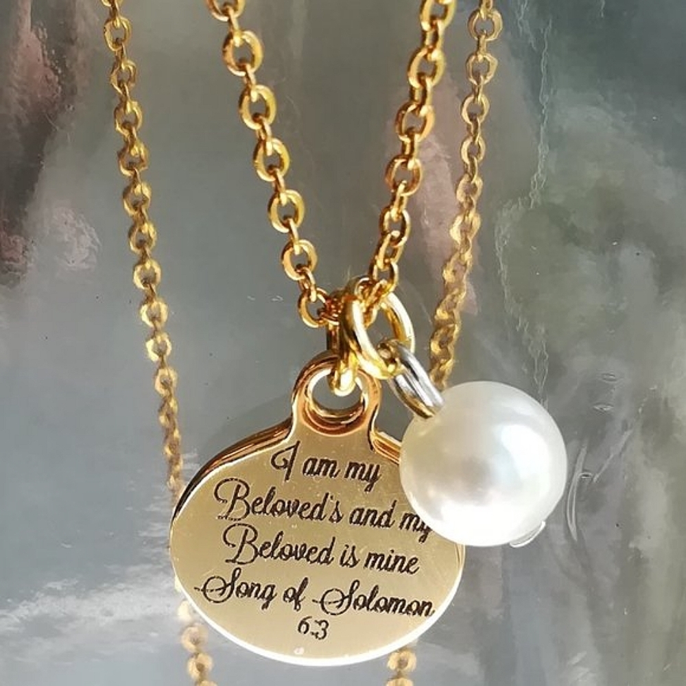 Gold Christian Bible Verse Scripture Necklace